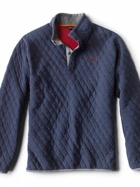 Orvis Quilted Pullover - Navy with Red Trim